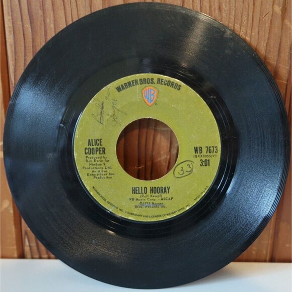 ALICE COOPER Hello Hooray / Generation Landslide 7" Vinyl 45 Single Record 1973 - Picture 1 of 4